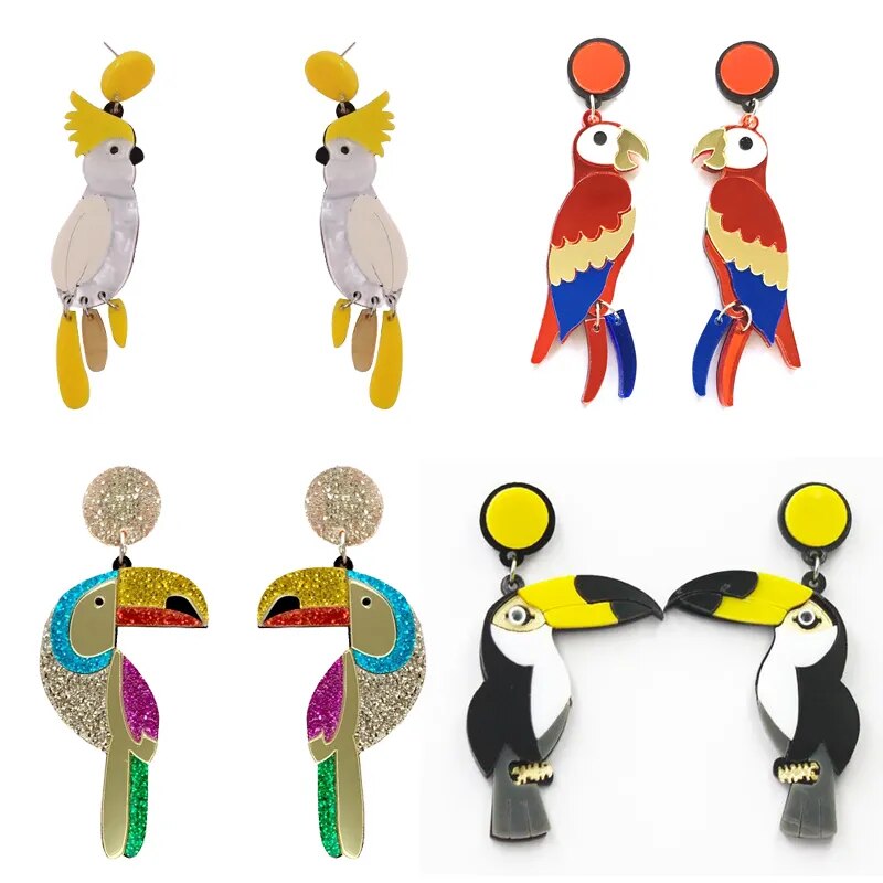 Cute Parrot Acrylic Earrings For Women