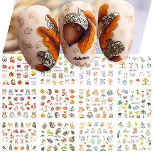 12pc Stunning Floral and Animals Nail Stickers - Manicure
