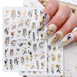 Beautiful Floral Nail Art Stickers - Metallic Gold Colours! - Nail Decal - Manicure