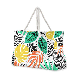 Tropical Print Beach Tote Bag for Women - Large Capacity