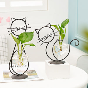 Desktop Cat Glass Planter Vase