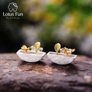 Real 925 Sterling Silver Earrings Handmade Fine Jewelry My Little Garden Stud Earrings for Women