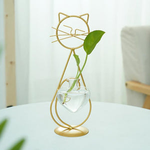 Desktop Cat Glass Planter Vase